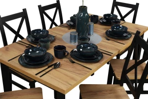 Ausziehbarer Küchentisch LAP 150x80 Schwarz/Eiche Craft