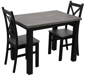 Tisch-Set 100x70 mit 2 Stühlen M001-2 Schwarz/Beton