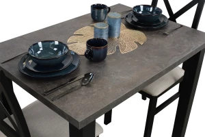 Tisch-Set 100x70 mit 2 Stühlen M001-2 Schwarz/Beton