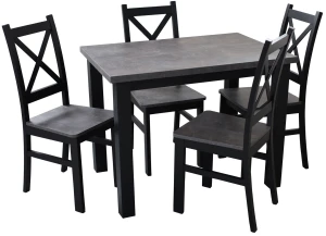 Tisch-Set 100x70 mit 4 Stühlen M001-4 Schwarz/Beton