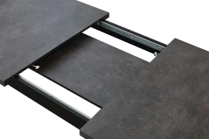 Ausziehbarer Tisch 150/190x80 Schwarz/Beton mit 6 Stühlen Schwarz/Beige M006-6