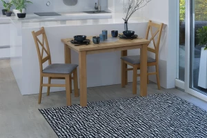 Tisch-Set 100x70 Eiche Artisan mit 2 Stühlen Eiche Artisan/Grau M007-2