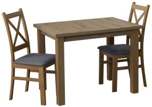 Tisch-Set 100x70 Eiche Artisan mit 2 Stühlen Eiche Artisan/Grau M007-2