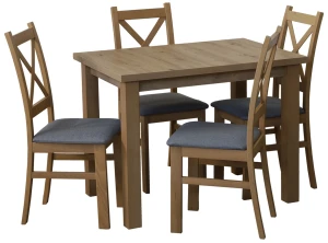 Tisch-Set 100x70 Eiche Artisan mit 4 Stühlen Eiche Artisan/Grau M007-4
