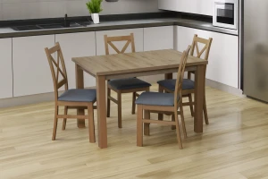 Tisch-Set 120x80 Eiche Artisan mit 4 Stühlen Eiche Artisan/Grau M008-4