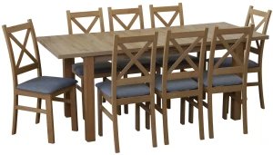Tisch-Set 150/190x80 Eiche Artisan mit 4 Stühlen Eiche Artisan/Grau M009-4 Eiche Artisan