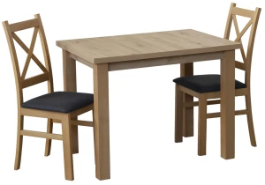 Tisch-Set 100x70 Eiche Artisan mit 2 Stühlen Eiche Artisan/Schwarz M010-2