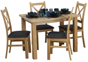 Tisch 100x70 Eiche Artisan mit 4 Stühlen Artisan/Graphit M010-4