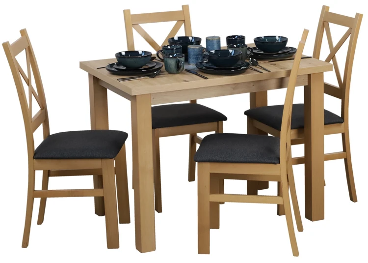Tisch 100x70 Eiche Artisan mit 4 Stühlen Artisan/Graphit M010-4