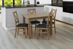 Tisch 100x70 Eiche Artisan mit 4 Stühlen Artisan/Graphit M010-4