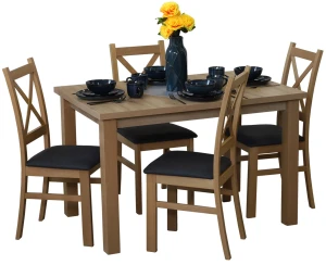 Tisch-Set 120x80 Eiche Artisan mit 4 Stühlen Artisan/Schwarz M011-4