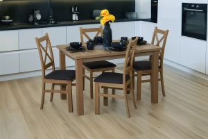 Tisch-Set 120x80 Eiche Artisan mit 4 Stühlen Artisan/Schwarz M011-4