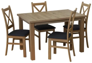 Tisch-Set 120x80 Eiche Artisan mit 4 Stühlen Artisan/Schwarz M011-4