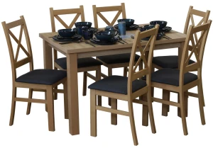 Tisch-Set 120x80 Eiche Artisan mit 6 Stühlen Eiche Artisan/Schwarz M011-6