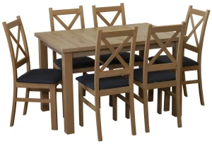 Tisch-Set 120x80 Eiche Artisan mit 6 Stühlen Eiche Artisan/Schwarz M011-6