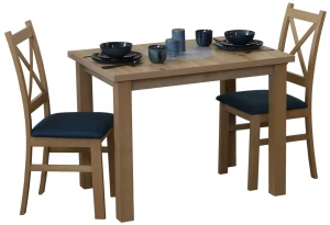 Tisch 100x70 Eiche Artisan mit 2 Stühlen Eiche Artisan/Türkis M013-2