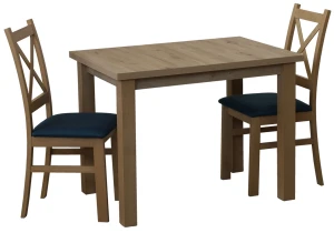 Tisch 100x70 Eiche Artisan mit 2 Stühlen Eiche Artisan/Türkis M013-2