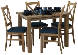 Tisch 100x70 Eiche Artisan mit 4 Stühlen Eiche Artisan/Türkis M013-2