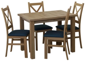 Tisch 100x70 Eiche Artisan mit 4 Stühlen Eiche Artisan/Türkis M013-2