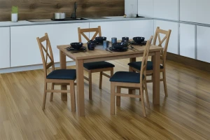 Tisch 120x80 Eiche Artisan mit 4 Stühlen Eiche Artisan/Türkis M014-4