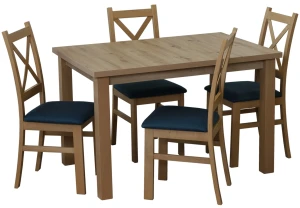 Tisch 120x80 Eiche Artisan mit 4 Stühlen Eiche Artisan/Türkis M014-4