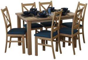 Tisch 120x80 Eiche Artisan mit 6 Stühlen Eiche Artisan/Türkis M014-6