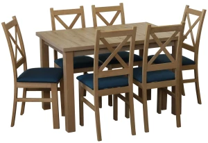 Tisch 120x80 Eiche Artisan mit 6 Stühlen Eiche Artisan/Türkis M014-6