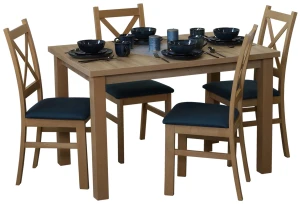 Tisch-Set ausziehbar 150/190x80 Eiche Artisan mit 4 Stühlen Eiche Artisan/Türkis M015-4