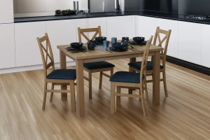 Tisch-Set ausziehbar 150/190x80 Eiche Artisan mit 4 Stühlen Eiche Artisan/Türkis M015-4