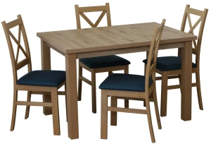 Tisch-Set ausziehbar 150/190x80 Eiche Artisan mit 4 Stühlen Eiche Artisan/Türkis M015-4