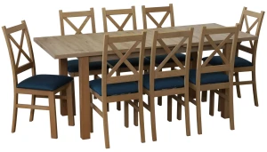 Tisch-Set ausziehbar 150/190x80 Eiche Artisan mit 4 Stühlen Eiche Artisan/Türkis M015-4