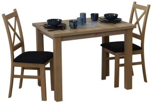 Tisch 100x70 Eiche Artisan mit 2 Stühlen Eiche Artisan/Schwarz M016-2