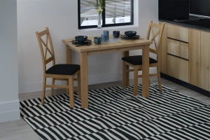 Tisch 100x70 Eiche Artisan mit 2 Stühlen Eiche Artisan/Schwarz M016-2