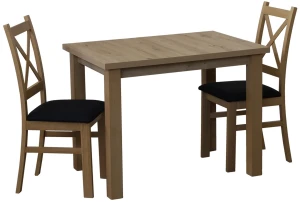 Tisch 100x70 Eiche Artisan mit 2 Stühlen Eiche Artisan/Schwarz M016-2