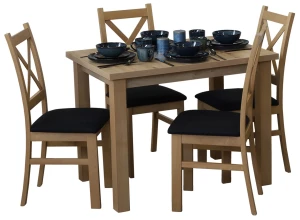 Tisch 100x70 Eiche Artisan mit 4 Stühlen Eiche Artisan/Schwarz M016-2