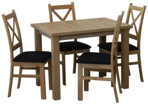 Tisch 100x70 Eiche Artisan mit 4 Stühlen Eiche Artisan/Schwarz M016-2