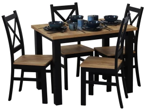 Set Tisch 100x70 mit 4 Stühlen M019-4 Schwarz/Eiche Craft