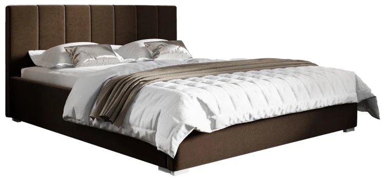 Polsterbett mit Matratze Ledo 120x200 Braun Metallrahmen