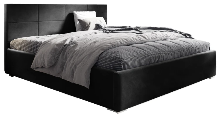 Polsterbett mit Matratze Katia 180x200 Schwarz Metallrahmen
