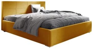 Polsterbett mit Matratze Katia 140x200 Gelb Metallrahmen