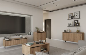 Kommode mit geriffelter Front Yukashi 2F T812 Eiche Evoke