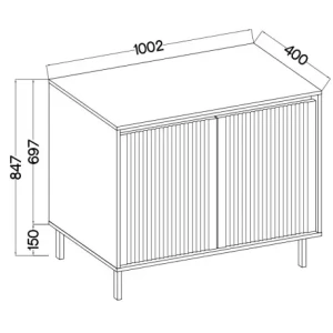 Kommode mit geriffelter Front Yukashi 2F T812 Eiche Evoke