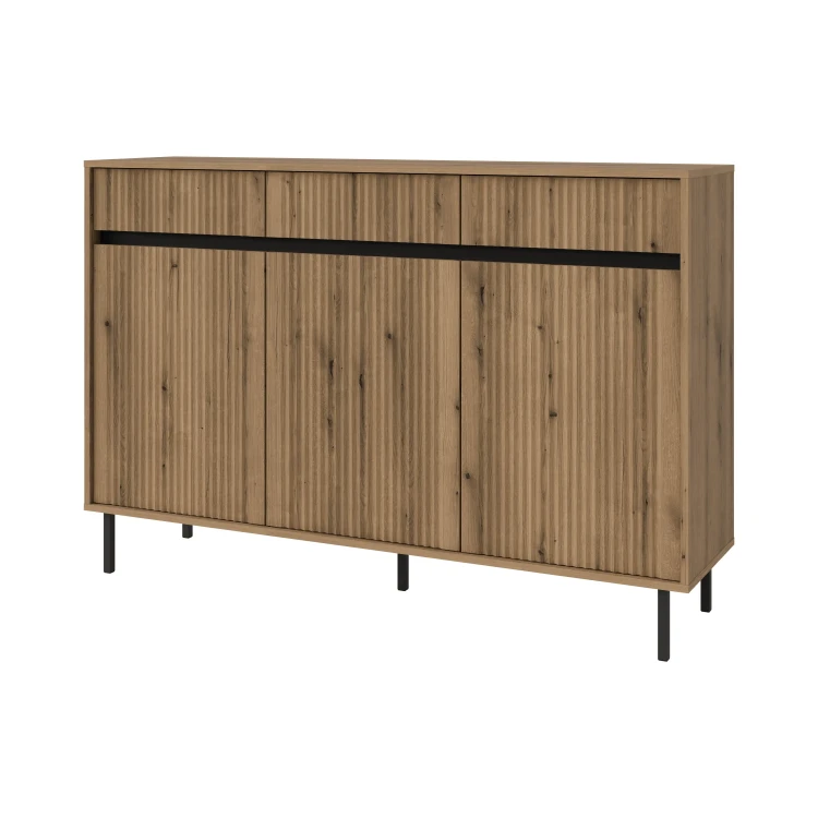 Kommode mit geriffelter Front Yukashi 3F3S T833 Eiche Evoke
