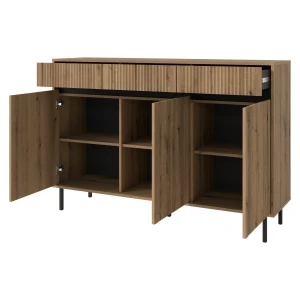 Kommode mit geriffelter Front Yukashi 3F3S T833 Eiche Evoke