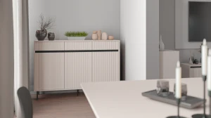 Kommode mit geriffelter Front Yukashi 3F3S T833 Beige