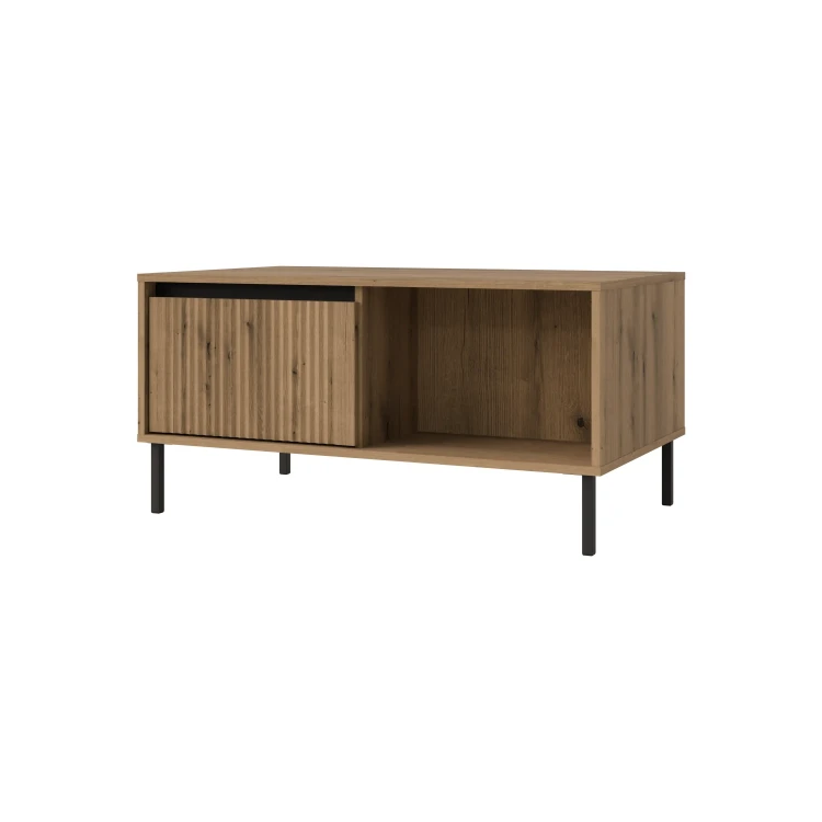 Couchtisch mit geriffelter Front Yukashi 2S T201 Eiche Evoke
