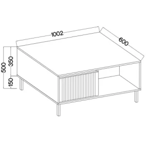 Couchtisch mit geriffelter Front Yukashi 2S T201 Beige