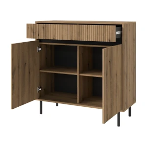 Kommode mit geriffelter Front Yukashi 2F2S T822 Eiche Evoke