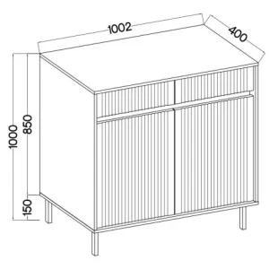 Kommode mit geriffelter Front Yukashi 2F2S T822 Beige