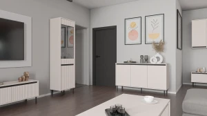 Vitrine mit geriffelter Front Yukashi 2F T101 Beige